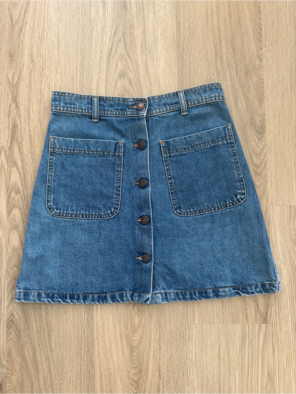 Zara Blue Button-Front Mini Denim Skirt